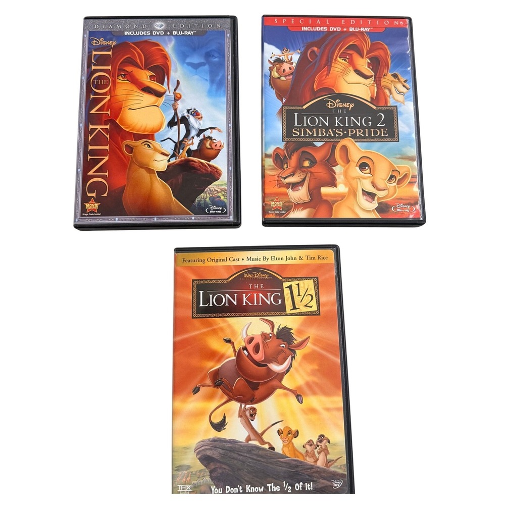 Disney Lion King Movie Lot of 3 BluRay DVD Diamond Edition Simba's Pride 1 1/2
